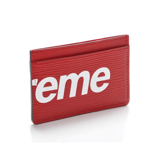 LOUIS VUITTON X SUPREME Epi Card Holder Red